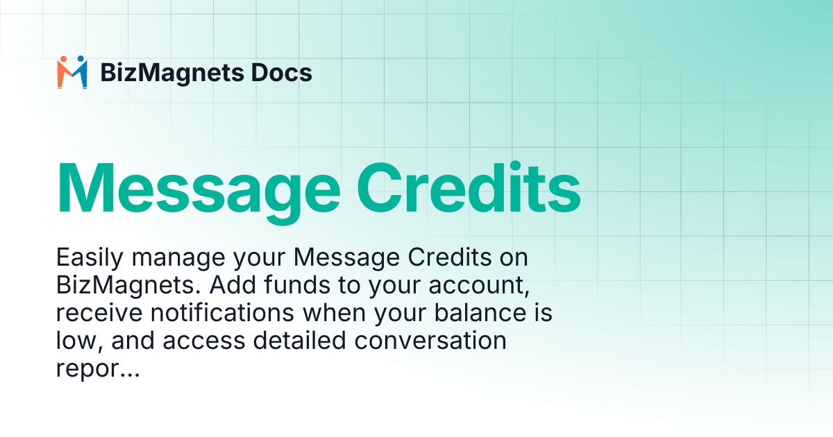 Message Credits | BizMagnets Docs